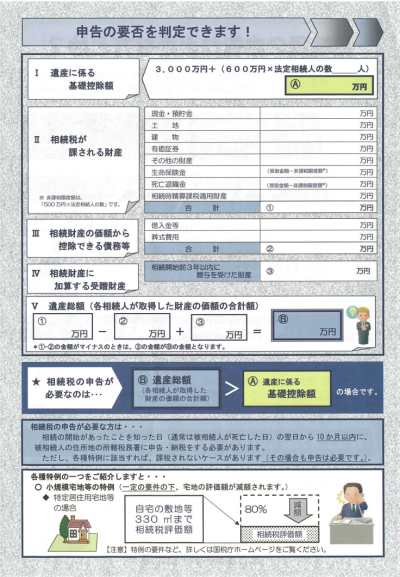 相続税の申告要否判定シート